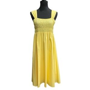 Nanette Lepore Yellow Smocked Midi Dress NWT | Sleeveless Tiered | Size 10